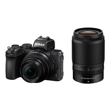 Nikon Z50 DX Mirrorless Camera with Z 16-50mm f/3.50-6.3 VR & Z 50-250mm f/4.5-6.3 VR Lenses